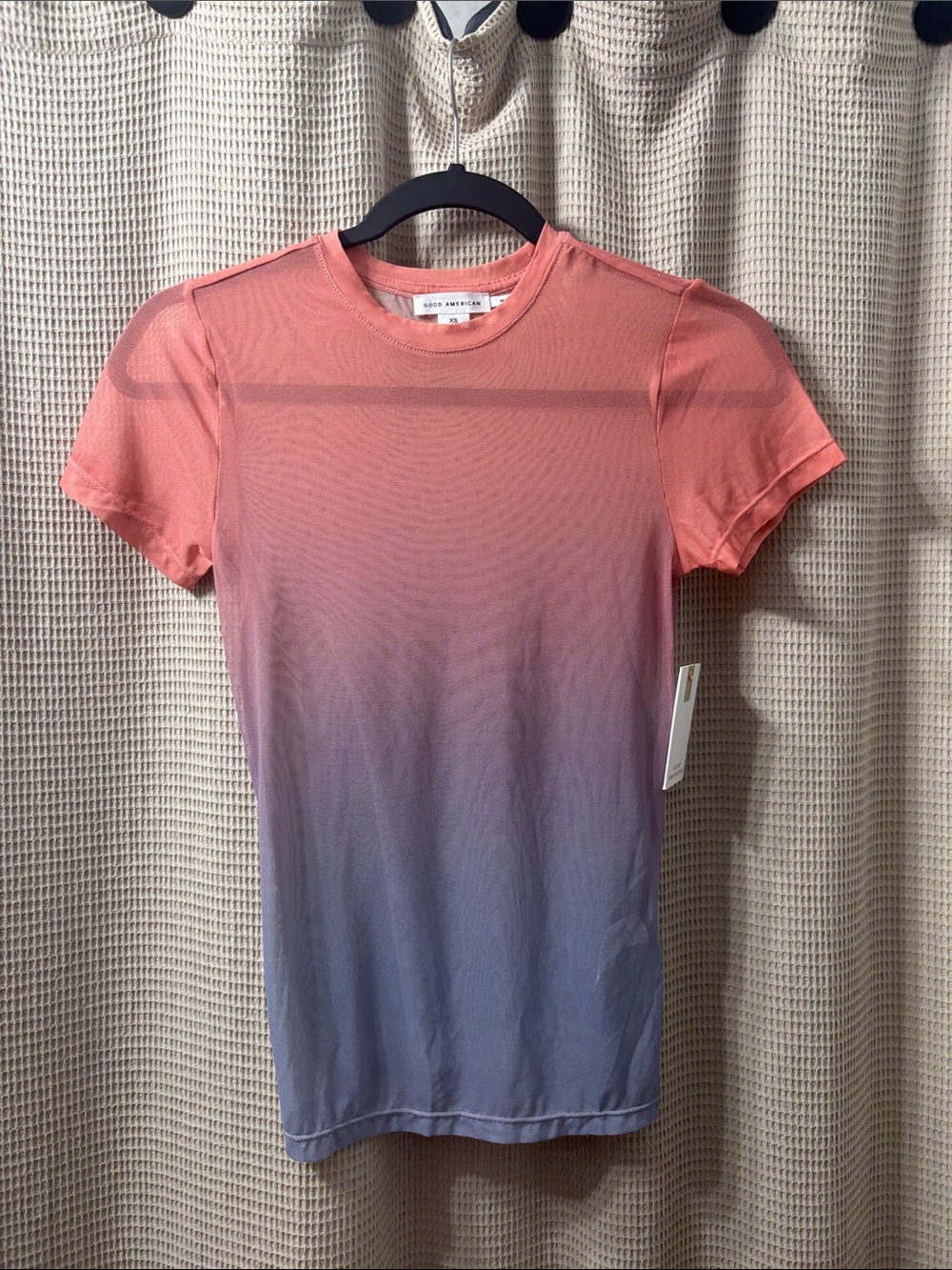 Good American Coral to Lavender Ombré Crewneck Tee